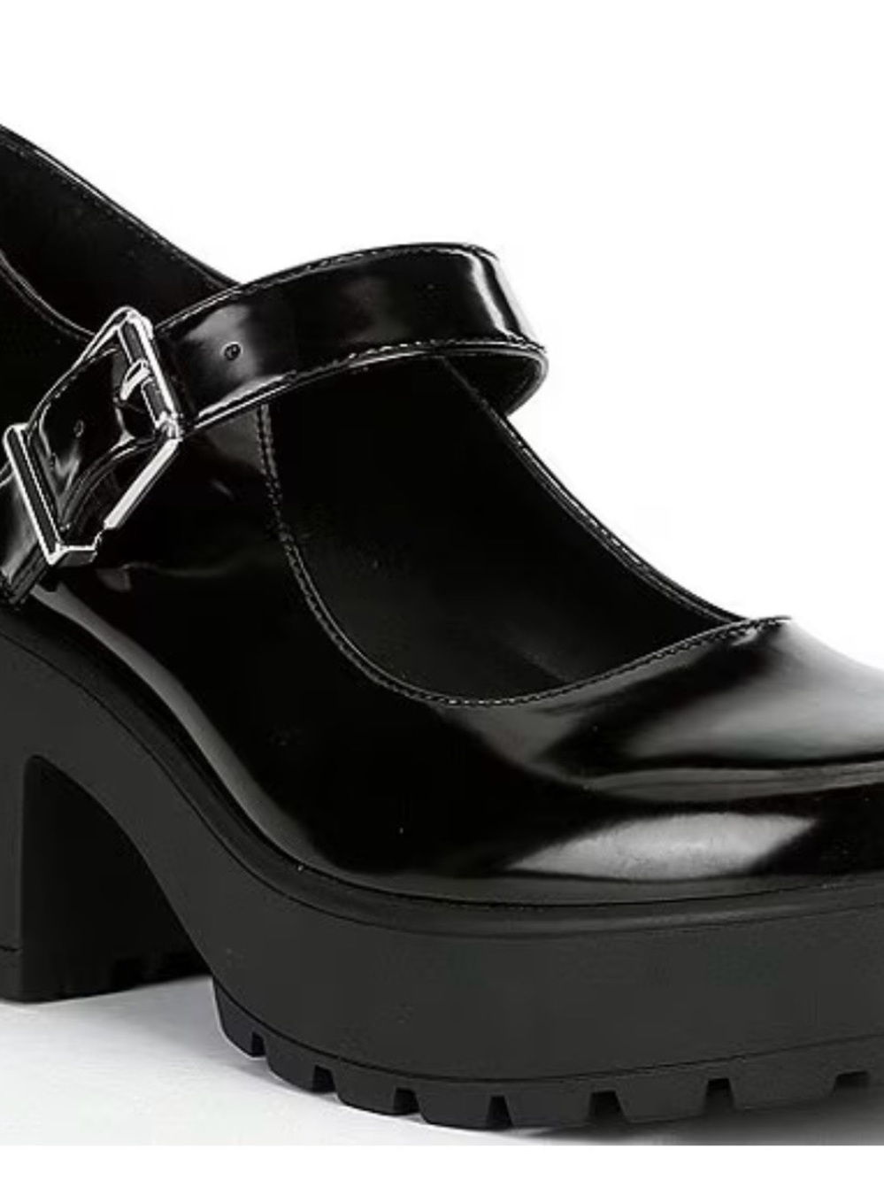 GB Women Black Patent Mary Jane Platform Pumps